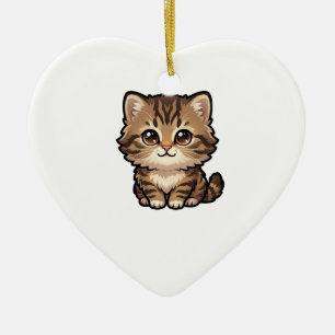 Süßes braunes Tabby-Kätzchen-Ornament Keramik Ornament