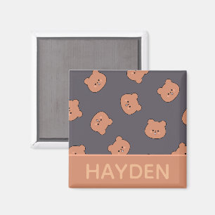 Süßes braunes Teddybär-Gesicht Muster personalisie Magnet