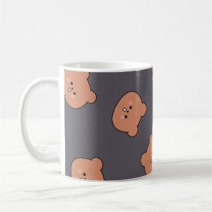 Süßes braunes Teddybär-Gesichtsmuster dunkelblau Kaffeetasse