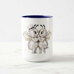 Süßes Braut & Bräutigam Bienen Paar Tasse