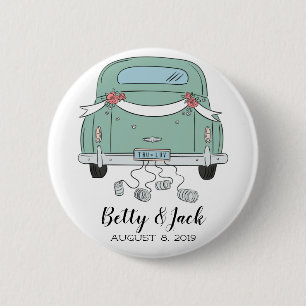 Süßes Brautpaar - Vintage-Look frisch vermählt Button