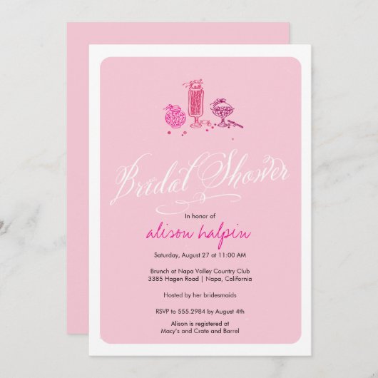 Süßes Brautparty Einladung (Vorne/Hinten)