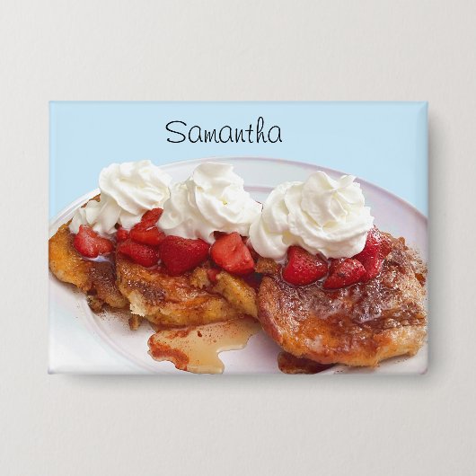 Süßes Brot mit Erdbeeren und Sahne Button (Vorderseite)