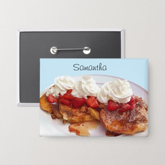 Süßes Brot mit Erdbeeren und Sahne Button (Vorderseite/Rückseite)