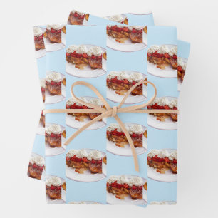 Süßes Brot mit Erdbeeren und Sahne Geschenkpapier Set