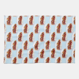 Süßes Brot mit Erdbeeren und Sahne Geschirrtuch