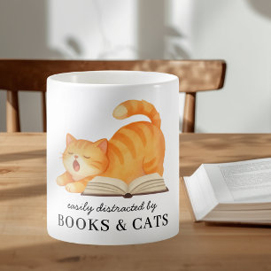 Süßes Büchernarr-Hauskatze-Lustiger Spruch Kaffeetasse