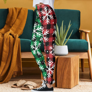 Süßes Buffalo-Karomuster-Schneekristalle Weihnacht Leggings