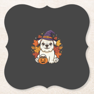 Süßes Bulldogge Halloween-Kürbis-Hund-Design_1 Untersetzer