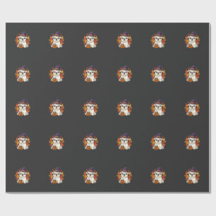 Süßes Bulldoggen-Halloween-Kürbis-Hund-Design_1 Geschenkpapier