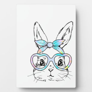 Süßes Bunny-Kaninchen-Gesicht Tie-Dye-Brille Mädch Fotoplatte