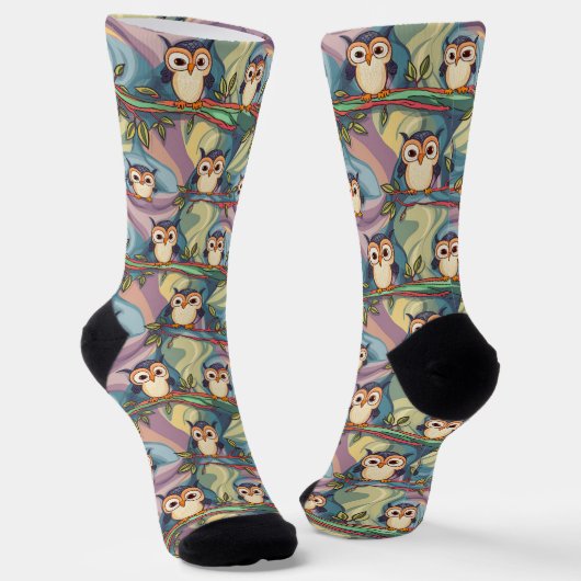Süßes bunte Eulenmuster Socken (Gewinkelt)