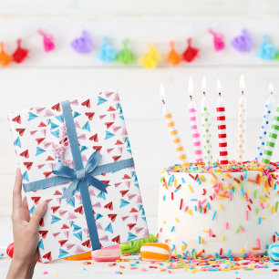 Süßes bunte Papierflugzeug, Flieger oder Pilot Geschenkpapier