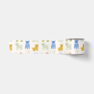 Süßes bunte Wachsmalstift-Hunde-Geschenkpapier Satinband