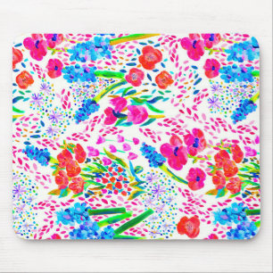 Süßes bunte Wasserfarben-Blumenmuster Mousepad