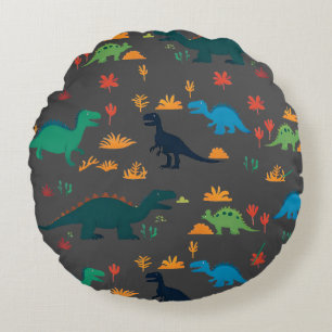 Süßes bunter Dinosaurier-Muster Rundes Kissen