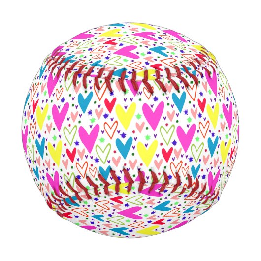 Süßes bunter Herzen Muster Baseball (Vorderseite)