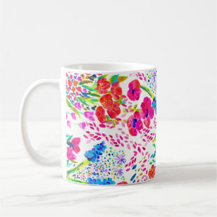 Süßes bunter Wasserfarben-Blumen-Muster Kaffeetasse