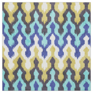 Süßes, buntes, blau-gelbes Chevron-Ikat-Muster Stoff