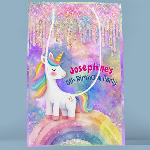 Süßes, buntes Einhorn mit falschen Glittertropfen Mittlere Geschenktüte