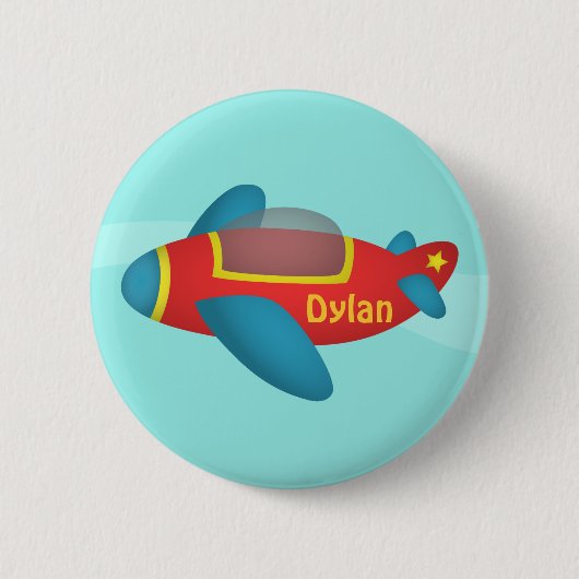 Süßes buntes Flugzeug Jet für Kinder Button (Vorderseite)