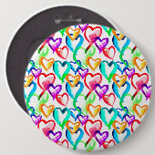 Süßes buntes Herzen Muster Button (Vorne & Hinten)