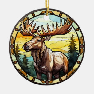 Süßes Buntglas Amerikanischer Elch Elch Keramik Ornament