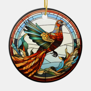 Süßes Buntglas Golden Pheasant Keramik Ornament