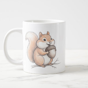 Süßes Buntstift-Eichhörnchen mit Eichel handgezeic Jumbo-Tasse