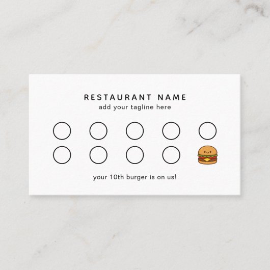 Süßes Burger-Restaurant Treuekarte (Vorderseite)