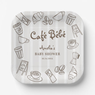 Süßes Café Bebe Handgezeichnete Babyparty Pappteller