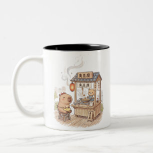 Süßes Capybara am Stinky-Tofu-Stand Taiwan Nacht Zweifarbige Tasse
