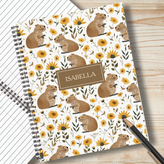 Süßes Capybara-Blumen-Spiralnotizbuch Notizblock