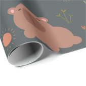 Süßes Capybara-Boho-Regenbogen-Blumenmuster Geschenkpapier (Rolleneckpunkt)