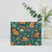 Süßes Capybara-Botanikmuster Postkarte (Stehend Vorderseite)