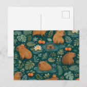Süßes Capybara-Botanikmuster Postkarte (Vorne/Hinten)