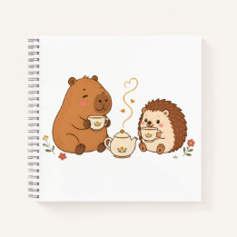Süßes Capybara-Igel-Teezeit-Freunde-Notizbuch Notizblock