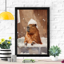 Süßes Capybara in Badewannenposter