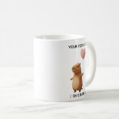 Süßes Capybara-Mädchen mit rosa Herzballon individ Kaffeetasse (VorderseiteRechts)