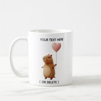 Süßes Capybara-Mädchen mit rosa Herzballon individ Kaffeetasse