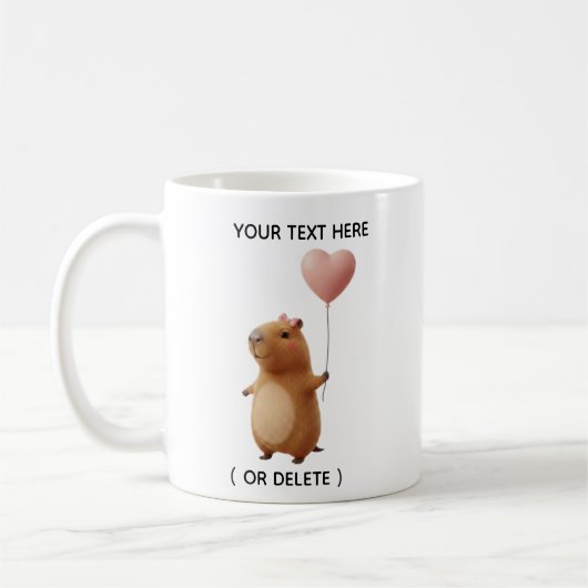 Süßes Capybara-Mädchen mit rosa Herzballon individ Kaffeetasse (Links)
