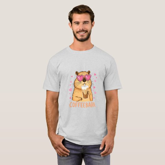 Süßes Capybara mag Kaffee Coffeebara T-Shirt (Vorne ganz)