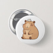 Süßes Capybara mit Gänseblümchen Kawaii Design Button (Vorne & Hinten)