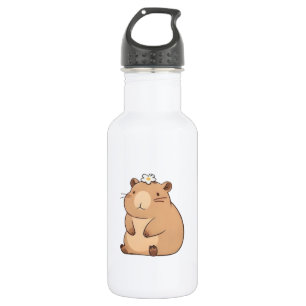 Süßes Capybara mit Gänseblümchen Kawaii Design Edelstahlflasche