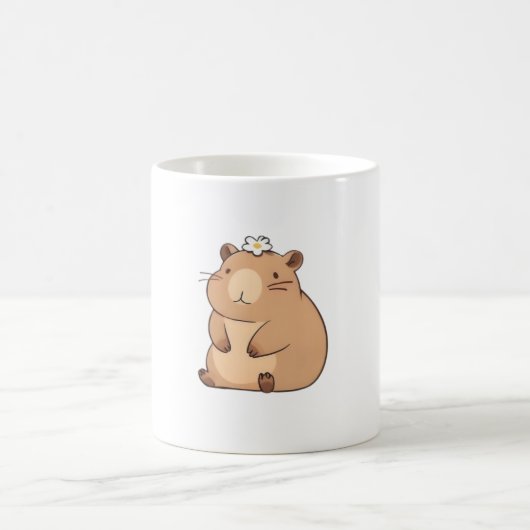 Süßes Capybara mit Gänseblümchen Kawaii Design Kaffeetasse (Mittel)