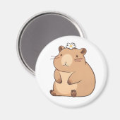 Süßes Capybara mit Gänseblümchen Kawaii Design Magnet (Vorderseite/Rückseite)