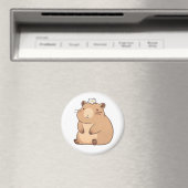 Süßes Capybara mit Gänseblümchen Kawaii Design Magnet (In Situ (Geschirrspüler))