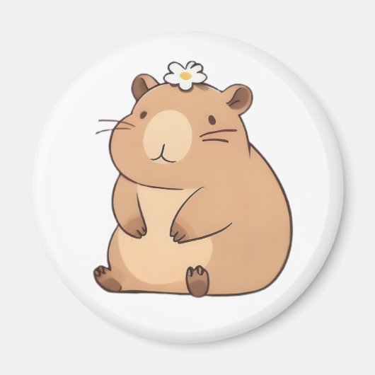 Süßes Capybara mit Gänseblümchen Kawaii Design Magnet (Vorne)