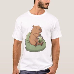 Süßes Capybara trinkt Matcha-Boba-Tee Kawaii-Gesch T-Shirt