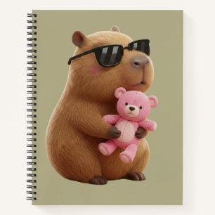 Süßes Capybara umarmt Teddybär Spiralblock Notizblock